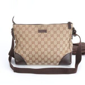 Gucci GG Canvas Leather Shoulder Bag Crossbody Messenger Business